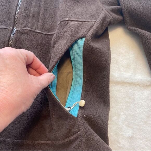 The North Face Brown Hooded Fleece Windwall Jacket Size Small - Picture 11 of 14